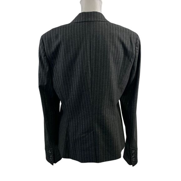 Bebe Gray Metallic Trim Striped Blazer Size 10 - Picture 2 of 10
